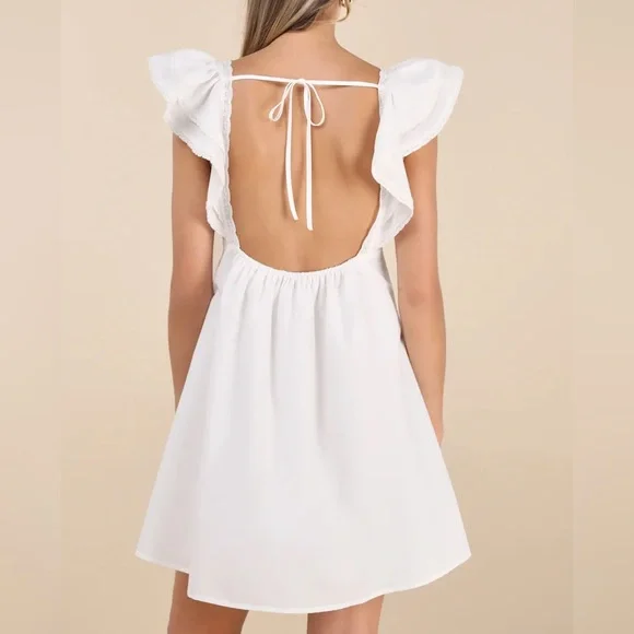 Lulu’s - Marvelous Time White Ruffled Mini Dress - size xs - Picture 3 of 11